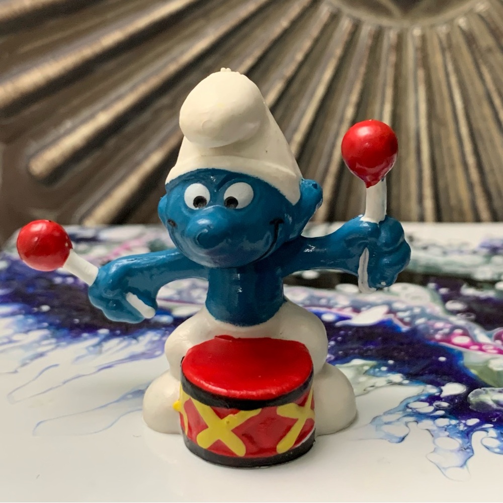 Vintage Smurf Figurine Drummer